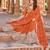 Orange georgette three-piece Anarkali suit 