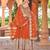 Orange georgette three-piece Anarkali suit 