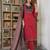 Red Floral Embroidered Round Neck Pure Cotton Kurta With Trouser & Dupatta
