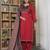 Red Floral Embroidered Round Neck Pure Cotton Kurta With Trouser & Dupatta