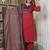 Red Floral Embroidered Round Neck Pure Cotton Kurta With Trouser & Dupatta