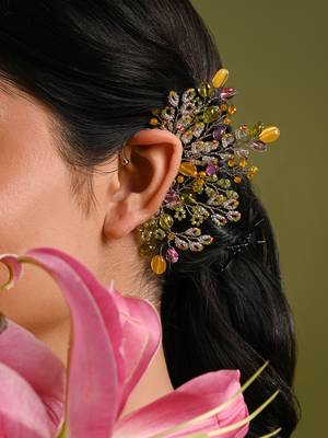Colourful haldi mehendi wedding jewelry earcuff 1
