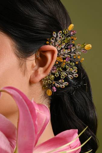 Colourful haldi mehendi wedding jewelry earcuff