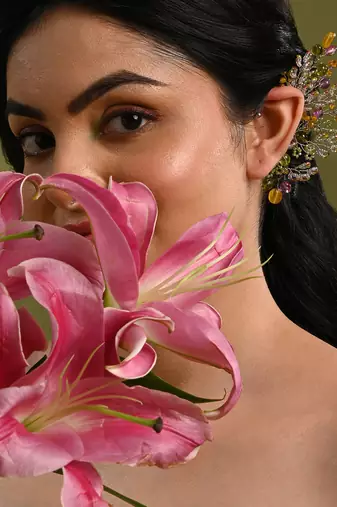 Colourful haldi mehendi wedding jewelry earcuff