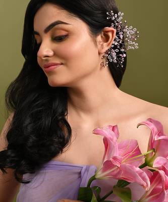 Gold plated pink purple earcuff for women 2