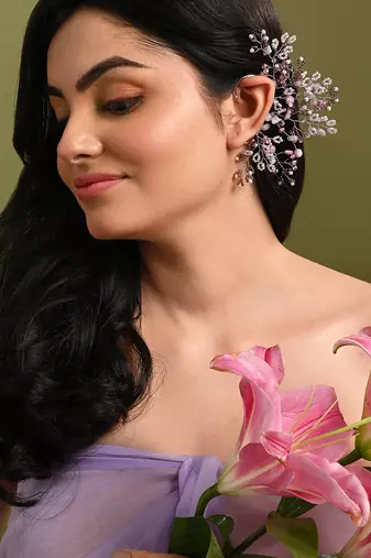 Gold plated pink purple earcuff for women