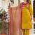Yellow Floral Embroidered Round Neck Pure Cotton Kurta With Trouser & Dupatta