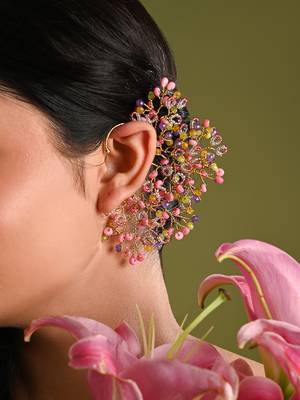 Uneven earcuff for all ears pink green purple 1