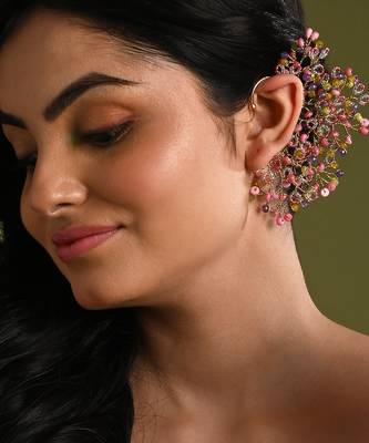 Uneven earcuff for all ears pink green purple 2