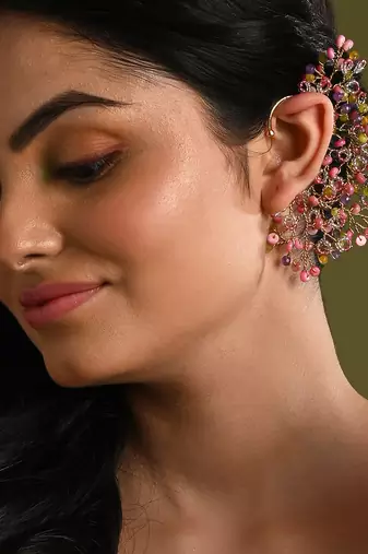 Uneven earcuff for all ears pink green purple