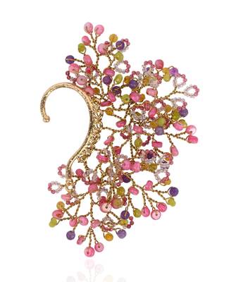 Uneven earcuff for all ears pink green purple 3