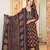 Aaysa floral printed black round neck pure cotton kurta with trouser & dupatta