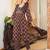Aaysa floral printed black round neck pure cotton kurta with trouser & dupatta