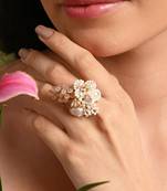 Pearl peach finger rings for women