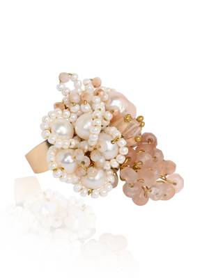 Pearl peach finger rings for women 4