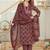 Red Floral Printed Round Neck Pure Cotton Kurta With Trouser & Dupatta