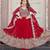 Red embroidered georgette three-piece Anarkali suit 