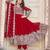 Red embroidered georgette three-piece Anarkali suit 