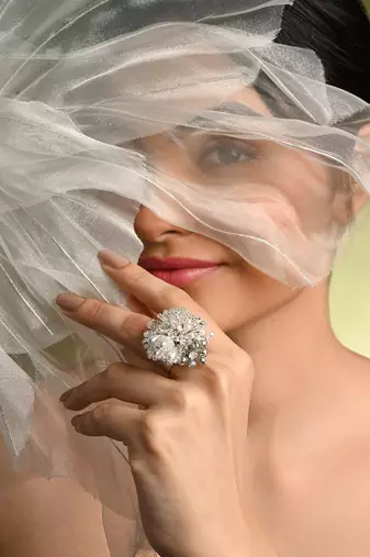 White drop pearl silver adjustable ring for women