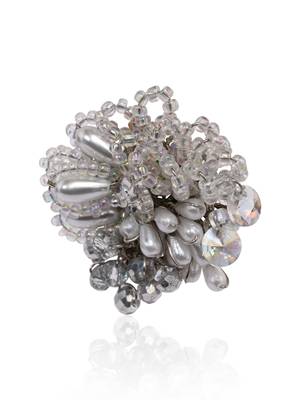 White drop pearl silver adjustable ring for women 3