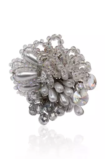 White drop pearl silver adjustable ring for women