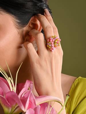 Colourful gold plated adjustable ring 1