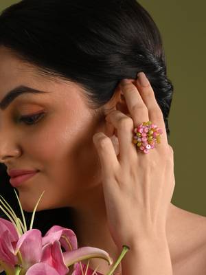 Colourful gold plated adjustable ring 2