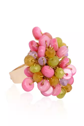 Colourful gold plated adjustable ring