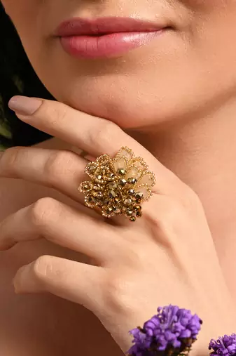 Gold plated golden adjustable ring