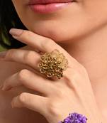 Gold plated golden adjustable ring