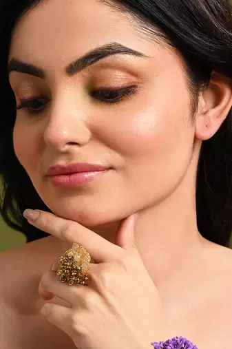 Gold plated golden adjustable ring