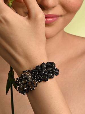 Black and grey cocktail adjustable handmade bracelet for women 1