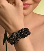 Black and grey cocktail adjustable handmade bracelet for women