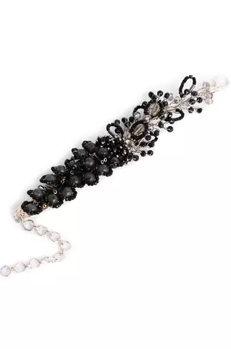 Black and grey cocktail adjustable handmade bracelet for women