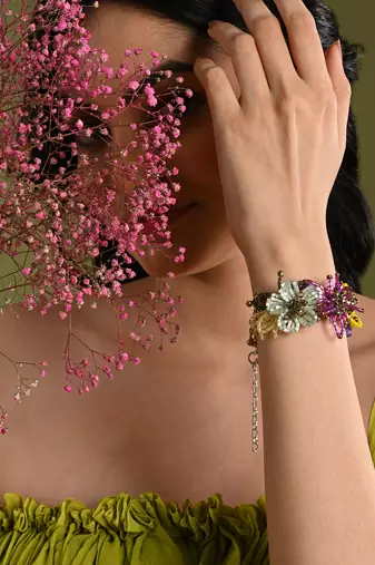 Colourful crystal adjustable bracelet for wedding