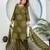 Green Floral Printed Round Neck Pure Cotton Kurta With Trouser & Dupatta