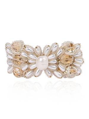 Butterfly shape white pearl and oval stone all size bracelet 3