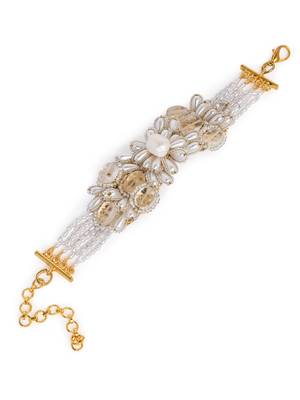 Gold plated colourful stone adjustable bracelet for weddings 1