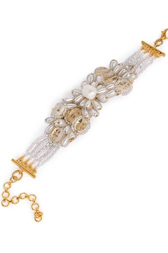 Gold plated colourful stone adjustable bracelet for weddings