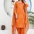 Orange Floral Printed Round Neck Pure Cotton Kurta With Trouser & Dupatta
