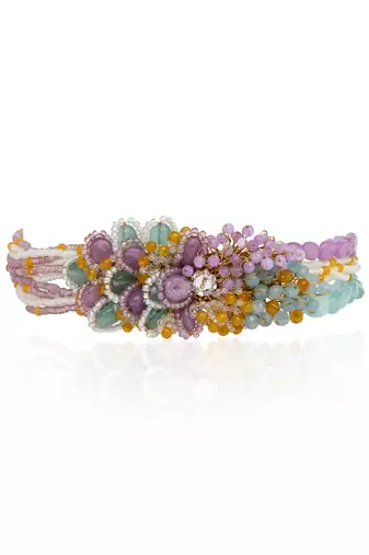 Gold plated colourful stone adjustable bracelet for weddings