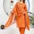 Orange Floral Printed Round Neck Pure Cotton Kurta With Trouser & Dupatta
