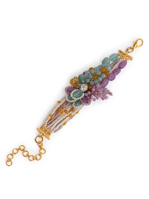 Gold plated colourful stone adjustable bracelet for weddings 4