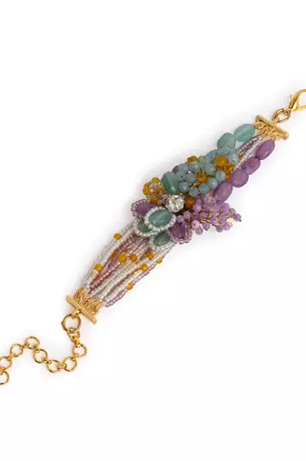 Gold plated colourful stone adjustable bracelet for weddings