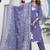 Aaysa floral embroidered blue round neck pure cotton kurta with trouser & dupatta