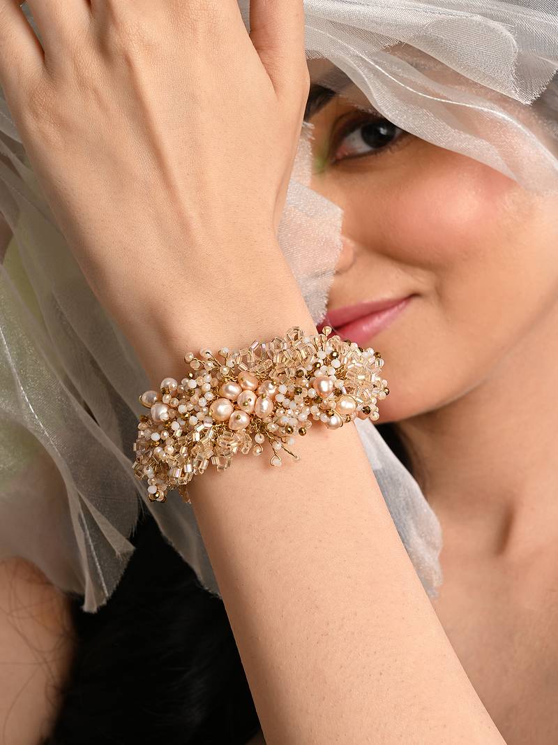 Fresh water pearl floral bracelet