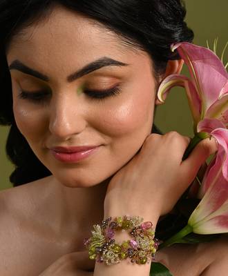 Green mehendi stone beaded bracelets 2