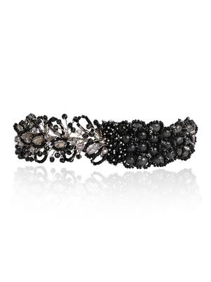 Jet black stone crytal silver plated cocktail choker necklace 3