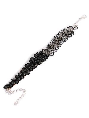 Jet black stone crytal silver plated cocktail choker necklace 4