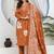 Brown Floral Embroidered Round Neck Pure Cotton Kurta With Trouser & Dupatta